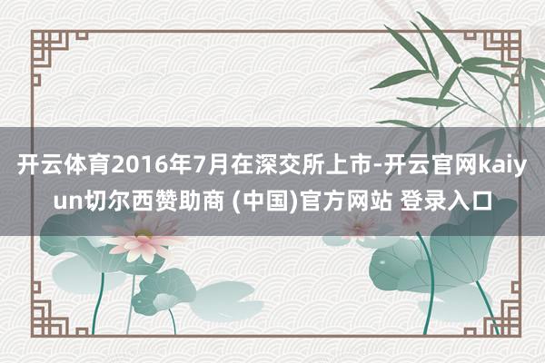 开云体育2016年7月在深交所上市-开云官网kaiyun切尔西赞助商 (中国)官方网站 登录入口