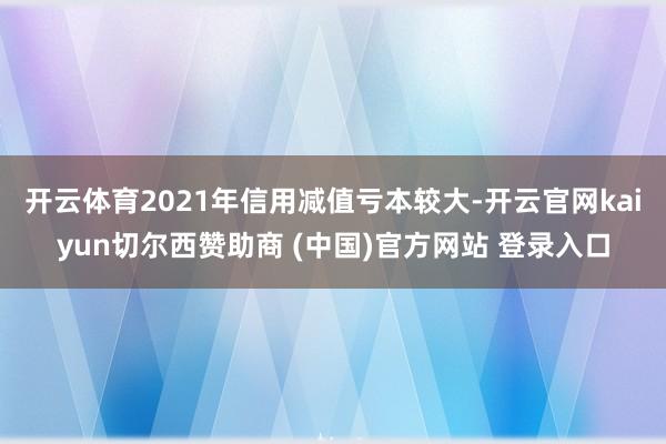 开云体育2021年信用减值亏本较大-开云官网kaiyun切尔西赞助商 (中国)官方网站 登录入口