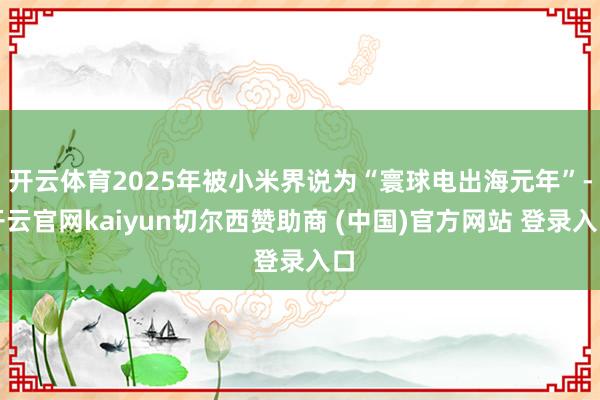 开云体育2025年被小米界说为“寰球电出海元年”-开云官网kaiyun切尔西赞助商 (中国)官方网站 登录入口