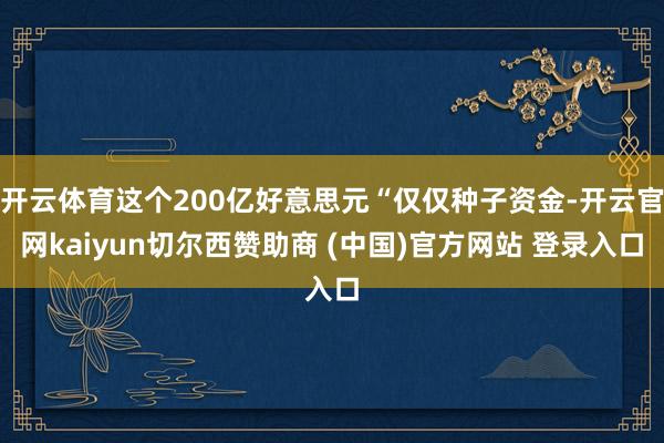开云体育这个200亿好意思元“仅仅种子资金-开云官网kaiyun切尔西赞助商 (中国)官方网站 登录入口